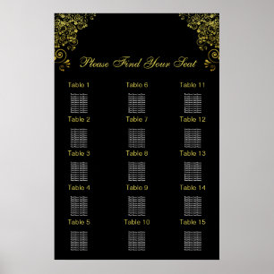 Black Gold Art Deco Hochzeitskarte Poster