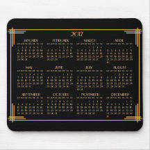 Black Gold Art Deco Kalender 2017 Mouse Pad
