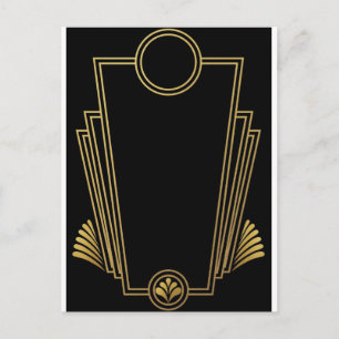 Black Gold Art Deco Post Card Postkarte