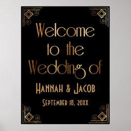 Black Gold Art Deco Willkommen bei der Hochzeit de Poster