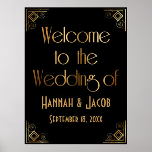 Black Gold Art Deco Willkommen bei der Hochzeit de Poster