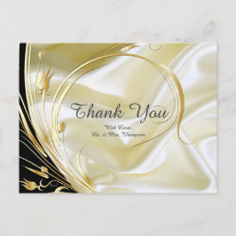 Black & Gold auf Champagner Silk Danke Postcard Postkarte