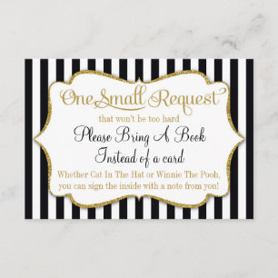 Black Gold Baby Shower Book Card Bringen Sie einen Begleitkarte