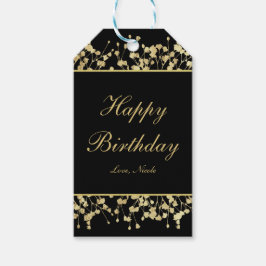 Black & Gold Babys atemberaubende Blumenzettel Geschenkanhänger