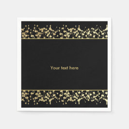 Black & Gold Babys Breath Wedding Napkins Serviette