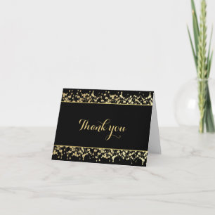 Black & Gold Babys Breath Wedding Vielen Dank Dankeskarte