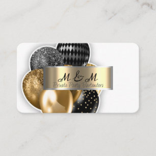 Black Gold Balloons White Real Gold Foil Visitenkarte