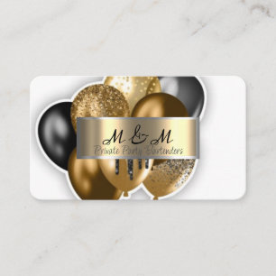 Black Gold Balloons White Real Gold Foil Visitenkarte