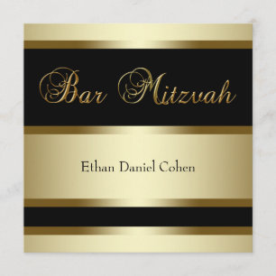 Black Gold Bar Mitzvah Einladungen
