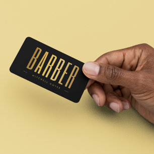 Black & Gold Barber Friseursalon Minimalist  Visitenkarte