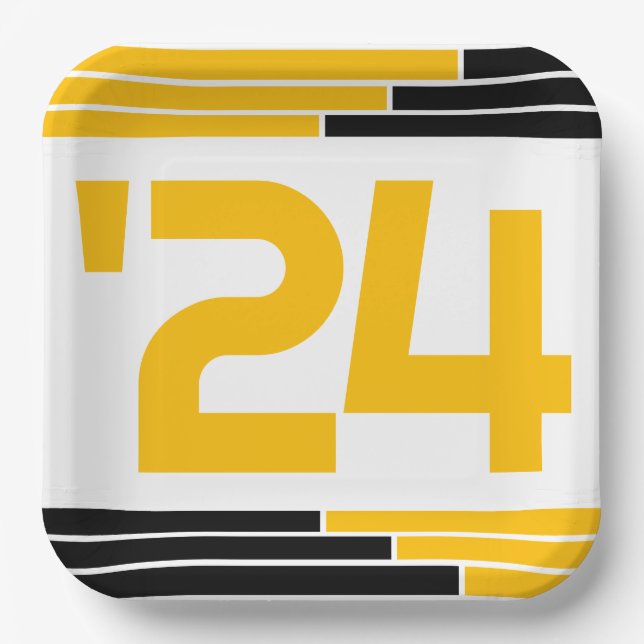 Black & Gold Bars Class of '24 Graduate Pappteller (Vorderseite)