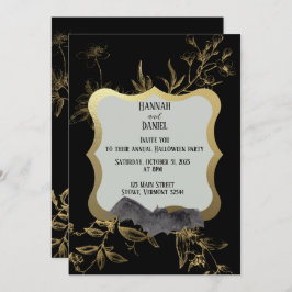 Black & Gold Bat Elegantes Halloween-Party Einladung