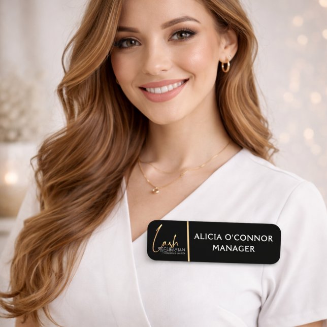 Black & Gold Beauty Name Tag | Luxury Badge  Namensschild (Von Creator hochgeladen)