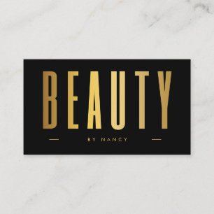 Black & Gold Beauty Salon Minimalistisch Visitenkarte