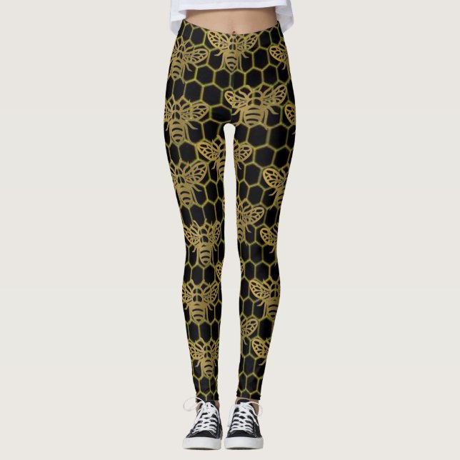 Black Gold Bee CBDOilPrincess Leggings (Vorderseite)