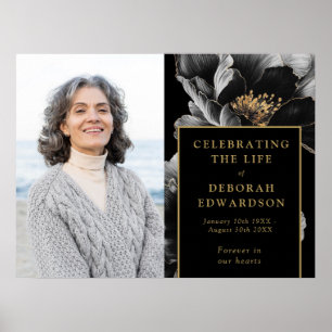 Black Gold Beerdigung Foto Sign Poster