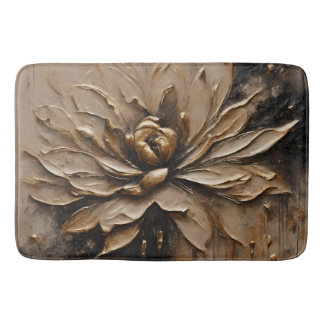 Black Gold Beige Brown Abstrakt Badematte