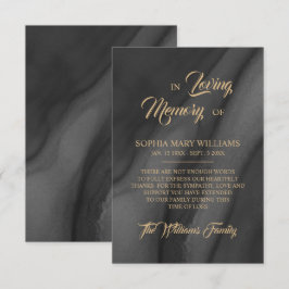 Black & Gold Beileid Memory dank Karte