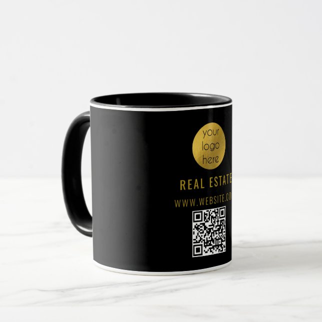 Black Gold Beruflich Real Anwesen Agent Business Tasse (Vorderseite Links)