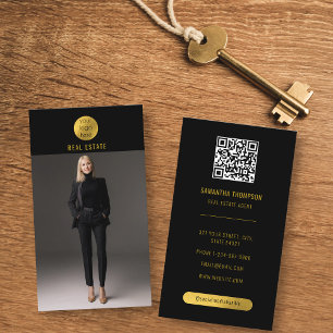 Black & Gold Berufliches Foto Real Anwesen Agent Visitenkarte