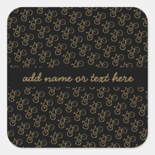 Black Gold Bike Muster Radfahrer Quadratischer Aufkleber