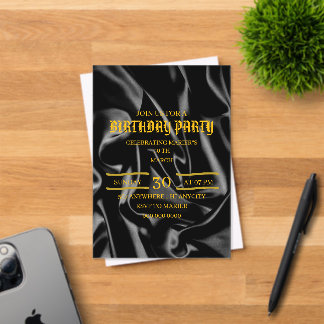 Black & Gold Birthday Invitation, 30th Birthday Ev Acryleinladungen
