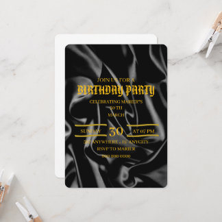 Black & Gold Birthday Invitation, 30th Birthday Ev Einladung