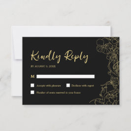 Black Gold Birthday RSVP Karte