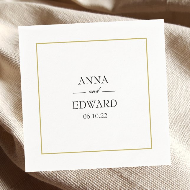 Black Gold Block Brie and Groom Wedding Napkins Serviette (Von Creator hochgeladen)