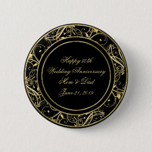 Black Gold Blüh 50. Hochzeitstag Button