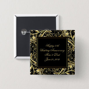 Black Gold Blüh 50. Hochzeitstag Button