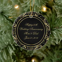 Black Gold Blüh 50. Hochzeitstag Keramik Ornament