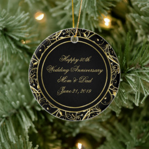 Black Gold Blüh 50. Hochzeitstag Keramik Ornament
