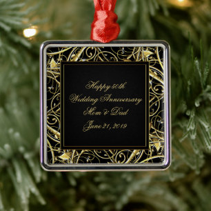 Black Gold Blüh 50. Hochzeitstag Ornament Aus Metall