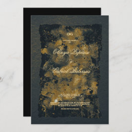 Black Gold Blume, Aquarellpapier Hochzeit Einladung