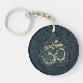 Black & Gold Bodhi Leaf OM Symbol YOGA Instructor Schlüsselanhänger