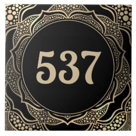 Black & Gold Boho Decorative House Number Plaque Fliese