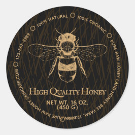 Black Gold Boho Vintag Abstrakt Honey Jar Bee Runder Aufkleber
