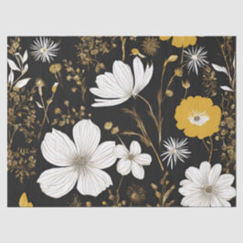 Black Gold Boho Wildblume Decoupage Seidenpapier