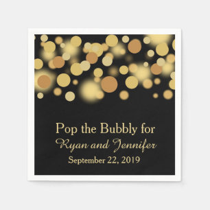 Black Gold Bokeh Personalisiert Hochzeit Napkins Serviette