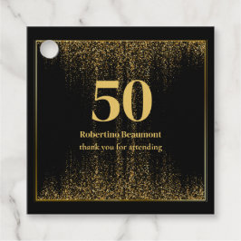 Black Gold Border Glitzer Moderner 50. Geburtstag Geschenkanhänger