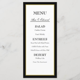 Black Gold Border Wedding Menu Karte