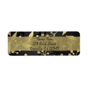 Black & Gold Botanical Merry Christmas Elegante
