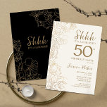 Black Gold Botanische Überraschung 50. Geburtstag Einladung<br><div class="desc">Black Gold Botanische Überraschung 50. Geburtstag Einladung. Minimalistisches modernes feminines Design mit botanischen Akzenten und Typografie-Script-Schriftart. Einfache florale Einladungskarte perfekt für eine stilvolle weibliche Überraschung am Tag.</div>