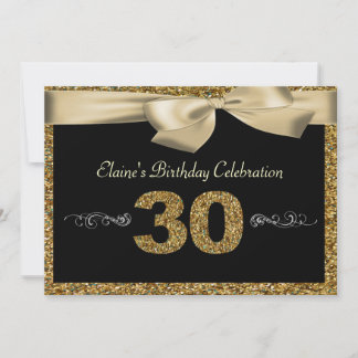 Black Gold Bow 50. Frauen zum Geburtstag Einladung