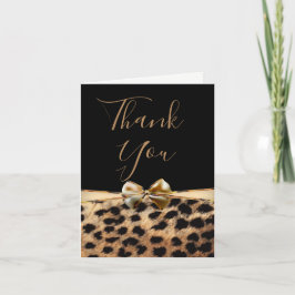 Black Gold Bow Leopard Cheetah Print Vielen Dank Dankeskarte