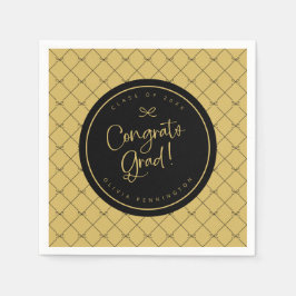 Black Gold Bows Glückwunschs Grad Graduierungspart Serviette