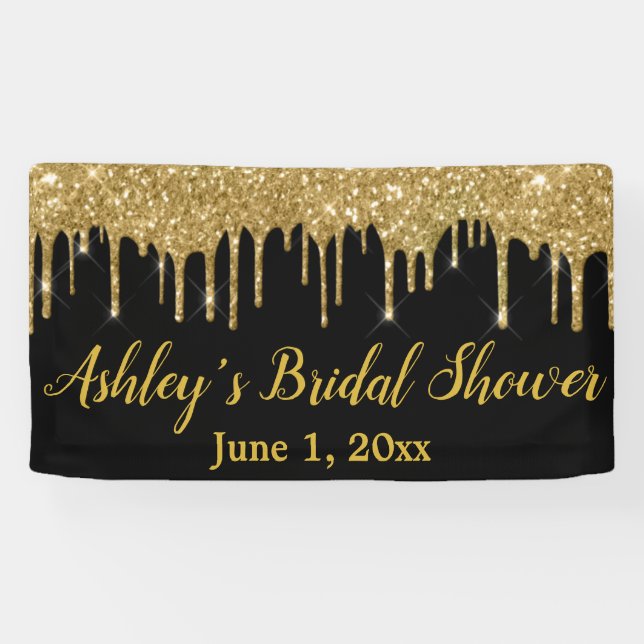 Black Gold Brautparty Background Foto Prop Banner (Horizontal)