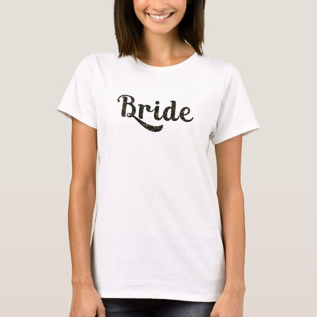 Black Gold Bride Retro Typ Grafik Mode T-Shirt (Vorderseite)