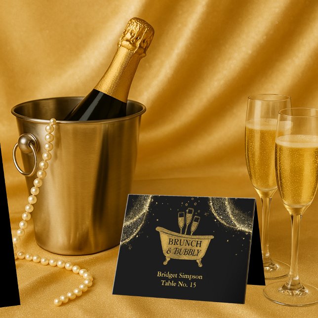 Black Gold Brunch & Bubbly Wedelcard Dankeskarte (Von Creator hochgeladen)